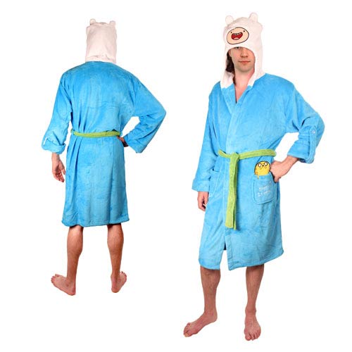 Adventure Time Finn the Human Blue Hooded Bath Robe